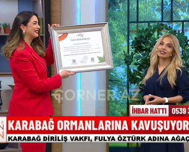 Qarabağ Dirçəliş Fondu Fulya Öztürkə İanə Sertifikatı təqdim etdi - FOTO