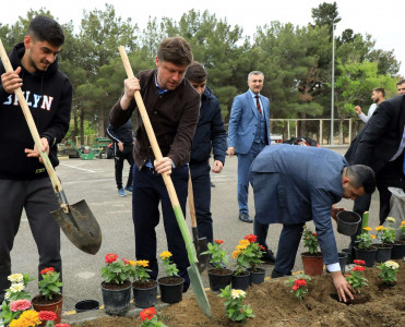 Aleksey Baqa Sumqayıt'ın stadionunda gül əkdi