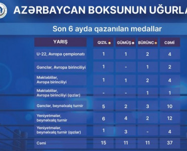 Azərbaycan boksçularından 6 ayda 37 medal