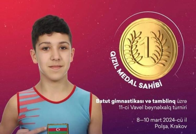 Azərbaycan gimnastı Polşada keçirilən beynəlxalq turnirdə qızıl medal qazanıb