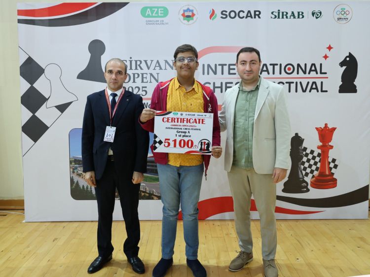 "Shirvan Open 2025" beynəlxalq şahmat festivalının qalibləri müəyyənləşib
